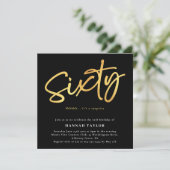 六エレガント十クラシック誕生日黒金ゴールド60 招待状 (スタンド正面)