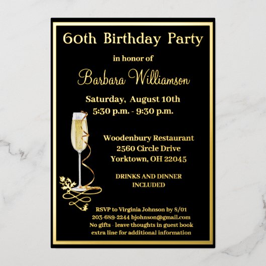 六エレガント十六誕生日実在金ゴールド 箔招待状 (正面)