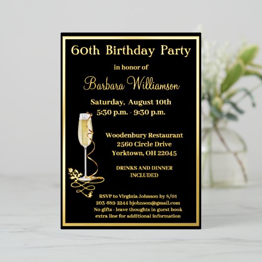 六エレガント十六誕生日実在金ゴールド 箔招待状 (立ち正面)