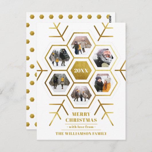 六エレガント角スノーフレーククリスマス数々の写真 ポストカード (正面/裏面)