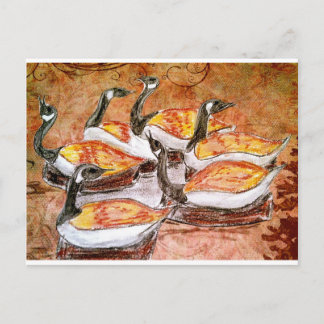 六ガチョウの敷設 ポストカード