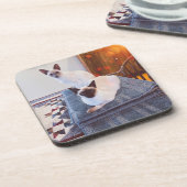 六シャム懸命プラスチック製コースター(コルクバック付) コースター (左側)