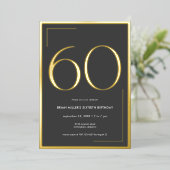 六モダン十エレガントミニマル誕生日 箔招待状 (立ち正面)