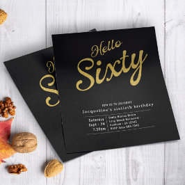 六万黒金ゴールドバジェット60誕生日招待状 チラシ