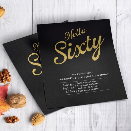 六万黒金ゴールドバジェット60誕生日招待状 チラシ
