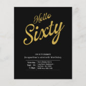 六万黒金ゴールドバジェット60誕生日招待状 チラシ (正面)