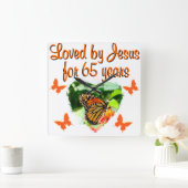 六五誕生日蝶 スクエア壁時計 (ホーム)