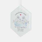 六人のクリスマスシールファミリー ガラスオーナメント (正面左)