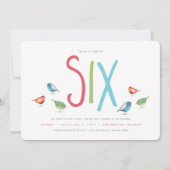 六人の誕生日パーティーの招待状 招待状 (正面)