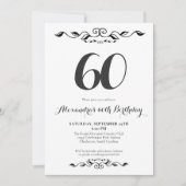六十エレガント黒白60歳の誕生日パーティー 招待状 (正面)