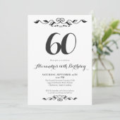 六十エレガント黒白60歳の誕生日パーティー 招待状 (スタンド正面)