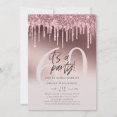 六十パーティーピンクグリッター60誕生日 招待状 (正面)