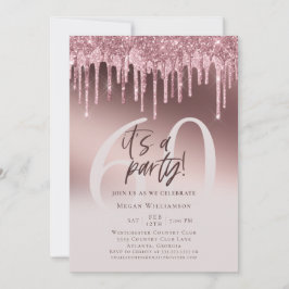 六十パーティーピンクグリッター60誕生日 招待状