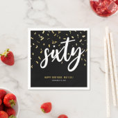 六十ブラック金ゴールド六十バースデーパーティー スタンダードカクテルナプキン (インサイチュ)