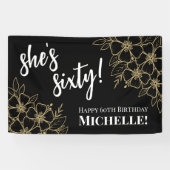 六十ブラック金ゴールド六十バースデーパーティー 横断幕 (横)