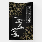 六十ブラック金ゴールド六十バースデーパーティー 横断幕 (縦)