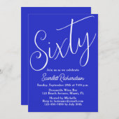 六十モダン字王室の青六十バースデーパーティー 招待状 (正面/裏面)