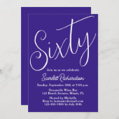 六十モダン字紫60誕生日 招待状 (正面/裏面)