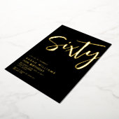 六十モダン黒金ゴールド60誕生日 箔招待状 (回転した状態)