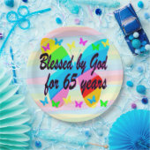 六十五誕生日蝶紙プレート ペーパープレート (パーティー)