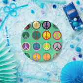 六十年代60sの腰回りが大きな平和フラワーパワーのレトロのパーティー ペーパープレート (パーティー)