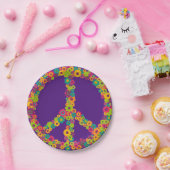 六十年代60sの腰回りが大きな平和フラワーパワーのレトロのパーティー ペーパープレート (パーティー)