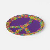 六十年代60sの腰回りが大きな平和フラワーパワーのレトロのパーティー ペーパープレート (アングル)