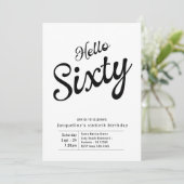 六十白黒モダン六十誕生日招待状 招待状 (スタンド正面)