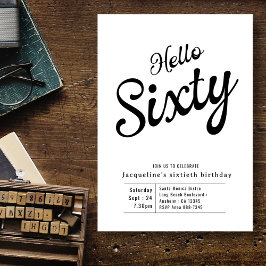 六十白黒モダン六十誕生日招待状 招待状
