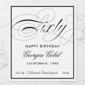 六十誕生日又は記念日 ワインラベル (シングルラベル)