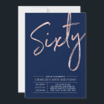 六十 |バラモダン金ゴールド60th誕生日パーティー 招待状<br><div class="desc">60祝歳の誕生日パーティーの招待でスタイリッシュの特別な日。このデザインは、ネイビーブルーの背景にクリーンなレイアウトを持つバラ金ゴールドブラシスクリプト"Sixty"を備えている。文字カスタマイズと背景色を指定できる。私のショップBaraBomDesignでは、より多くのデザインやパーティーの供給が利用可能である。</div>