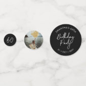 六十 |ブラック&ホワイト60モダンth誕生日写真 コンフェッティ (正面)