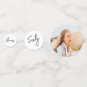 六十 |ブラック&ホワイト60モダンth誕生日写真 コンフェッティ (裏面)