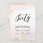 六十 |ミニマル第60回バースデーパーティーの水彩 招待状 (正面/裏面)
