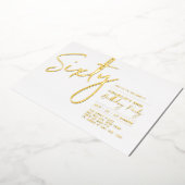 六十 |モダンレタリング60th誕生日パーティー 箔招待状 (回転した状態)