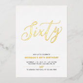 六十 |モダン金ゴールド60th Birthday Party 箔招待状 (正面)