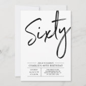 六十 | 現代の60歳の誕生日パーティー招待状 招待状 (正面)