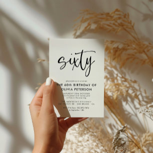 六十   第60回モダン白黒バースデーパーティー インビテーションポストカード