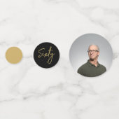 六十 |金ゴールドとブラックモダン60th誕生日パーティー コンフェッティ (裏面)