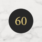 六十 |金ゴールドとブラック紙吹雪60th Birthday Party コンフェッティ (スモール正面)