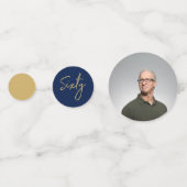 六十 |金ゴールドと海軍モダンの60th誕生日パーティー コンフェッティ (裏面)