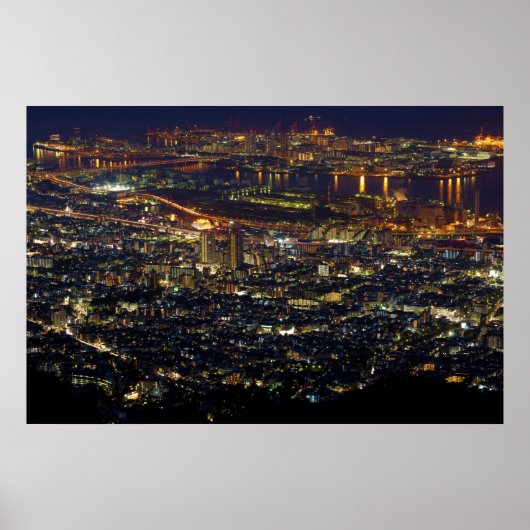 六甲島と東灘区の夜景 ポスター (正面)
