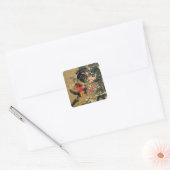 六紫陽花双鶏図、若冲あじさいとニワトリ、若冲 スクエアシール (封筒)