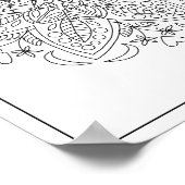 六花びら幾何学曼荼羅花大人彩色 ポスター (角)