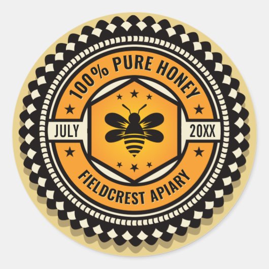 六角うろこオレンジ黒ハニージャンプシール ラウンドシール (正面)