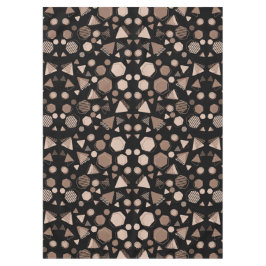 六角および三角形ピンクと茶色の黒いパターン テーブルクロス