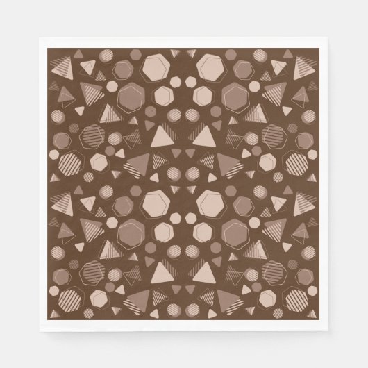 六角および三角形ピンクと茶色（茶色） スタンダードランチョンナプキン (正面)