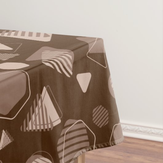 六角および三角形ピンクと茶色（茶色） テーブルクロス (インサイチュ)