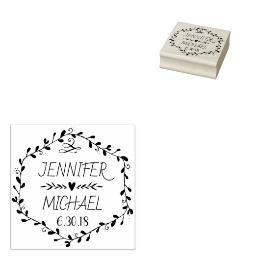 六角つる植物リースウェディングスタンプ ラバースタンプ (押印)