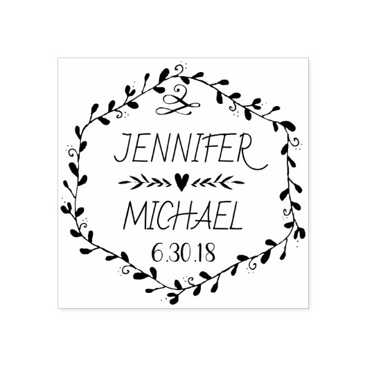 六角つる植物リースウェディングスタンプ ラバースタンプ (インプリント)